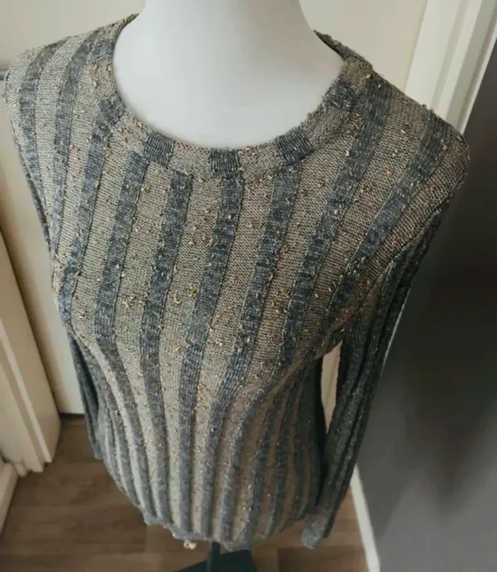A.P.C - Pull fin Maille doré et argenté taille M/38 - photo numéro 5