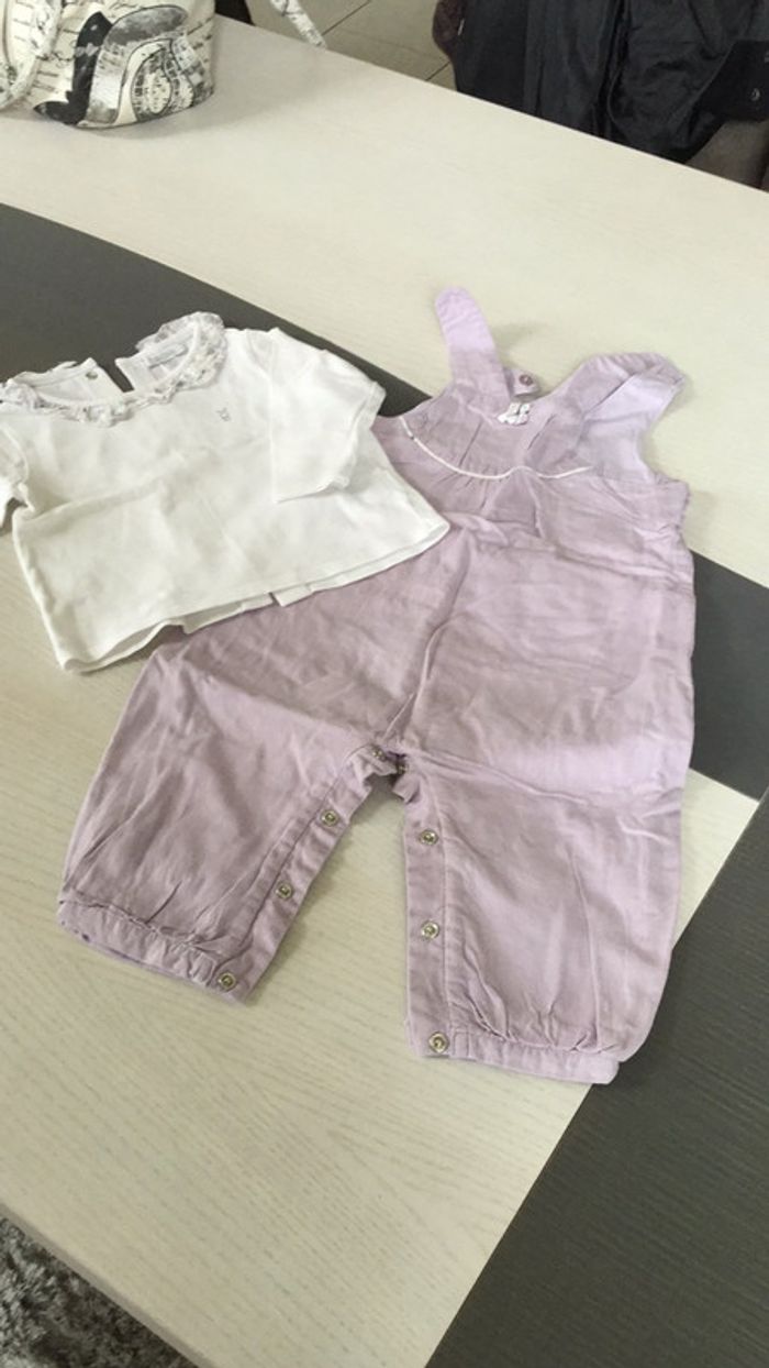 Ensemble salopette lilas 9m Obaibi