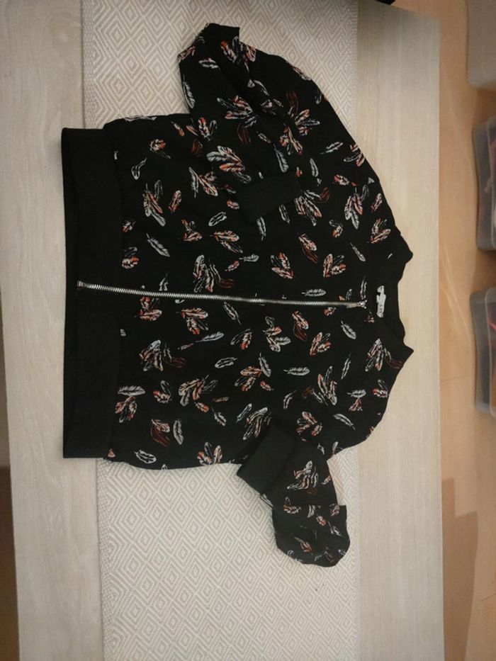 Veste zippé noire plume la halle 12 ans