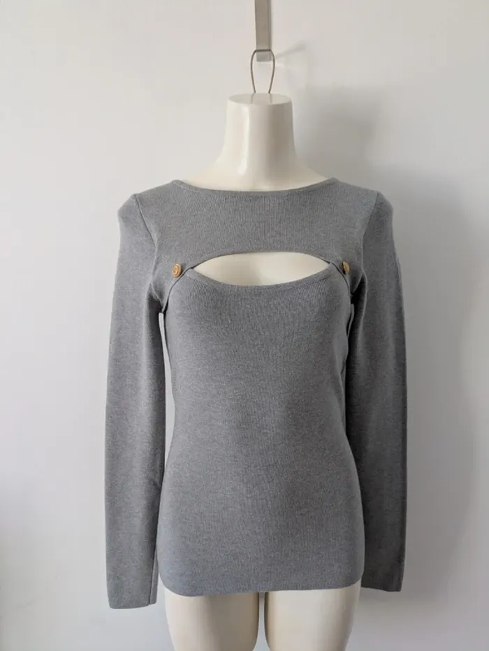 Pull avec fente et boutons dorés - Rosy Days - taille 38