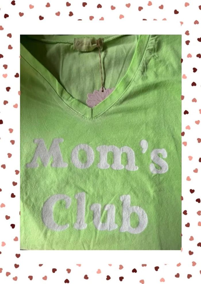 T-shirt col v vert fluo April Vintage - photo numéro 3