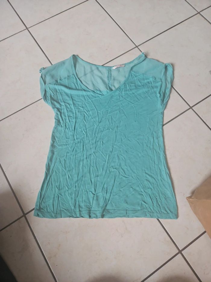 Tee-shirt camaïeu bleu turquoise taille m