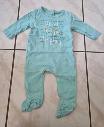 pyjama dors bien bleu turquoise tex basic 3 mois