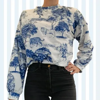 Sweat léger motif toile de jouy taille L