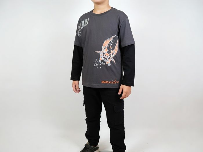 T-shirt noir et gris 14 ans Sogood - photo numéro 1