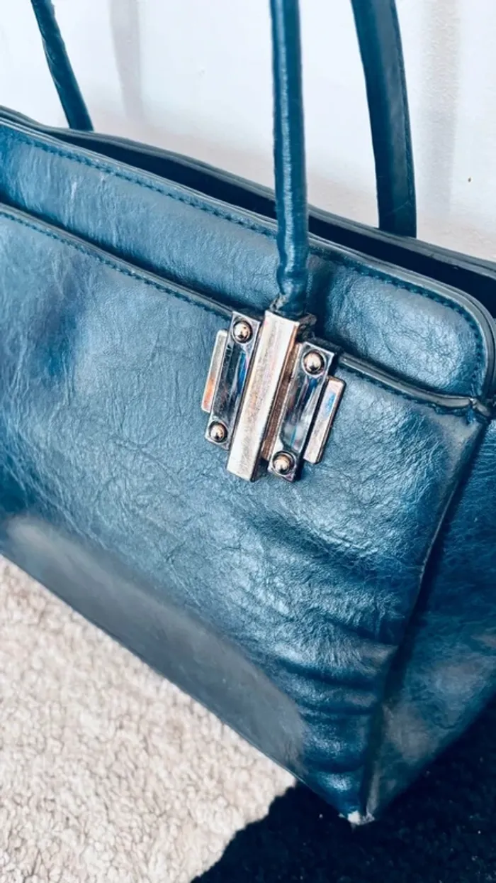 👜 sac à main bleu marine et doré - photo numéro 4