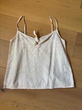 Top Sézane Suzie à broderies beige 100% coton