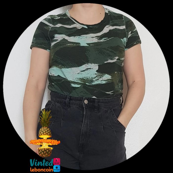 T-shirt camouflage vert forêt / kaki