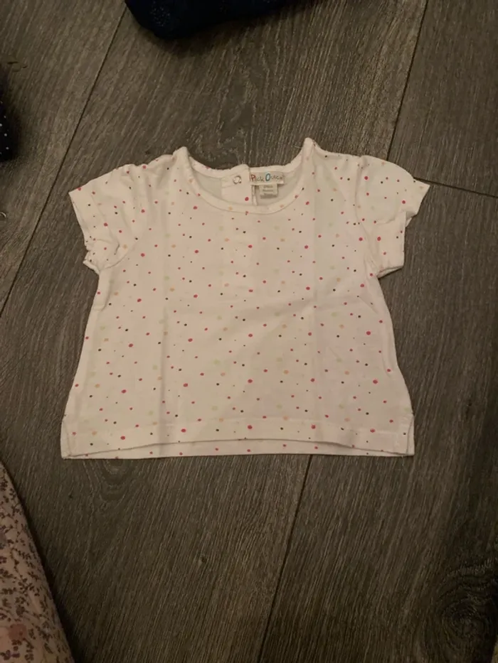 T-shirt manches courtes à pois 6 mois