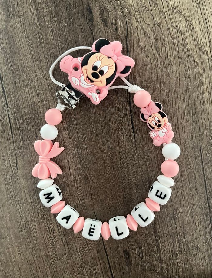 Attache tétine personnalisée Disney Baby Minnie