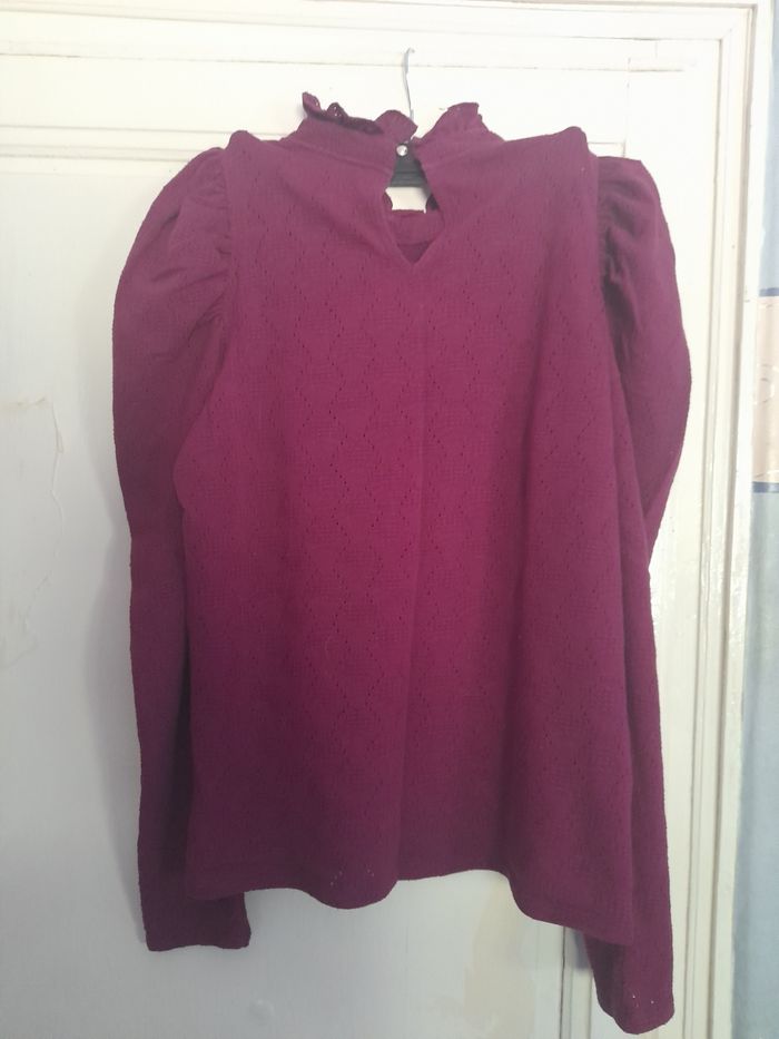 Haut/pull framboise en maille, marque Promod, taille M - photo numéro 2