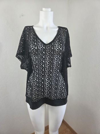 Top noir ajouré Charlott’ – Taille 42/44 – Effet dentelle