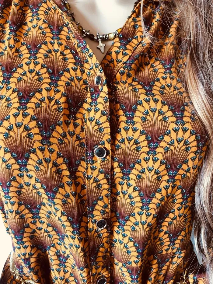 🍁Chemise longue S/36 hippie chic boho vintage retro 70s style long shirt🍁 - photo numéro 14