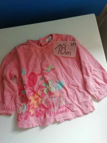 Réduction 50% si lot tee shirt longues manches 18 mois Kitchoun, oiseaux, papillons, fleurs