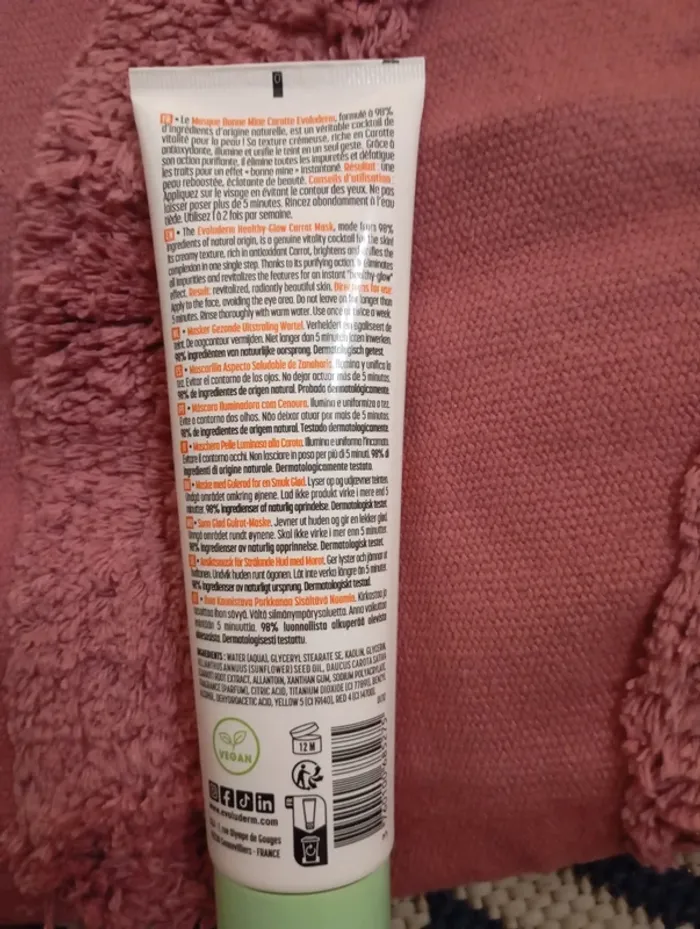 Masque à la carotte, evoluderm, neuf - photo numéro 2