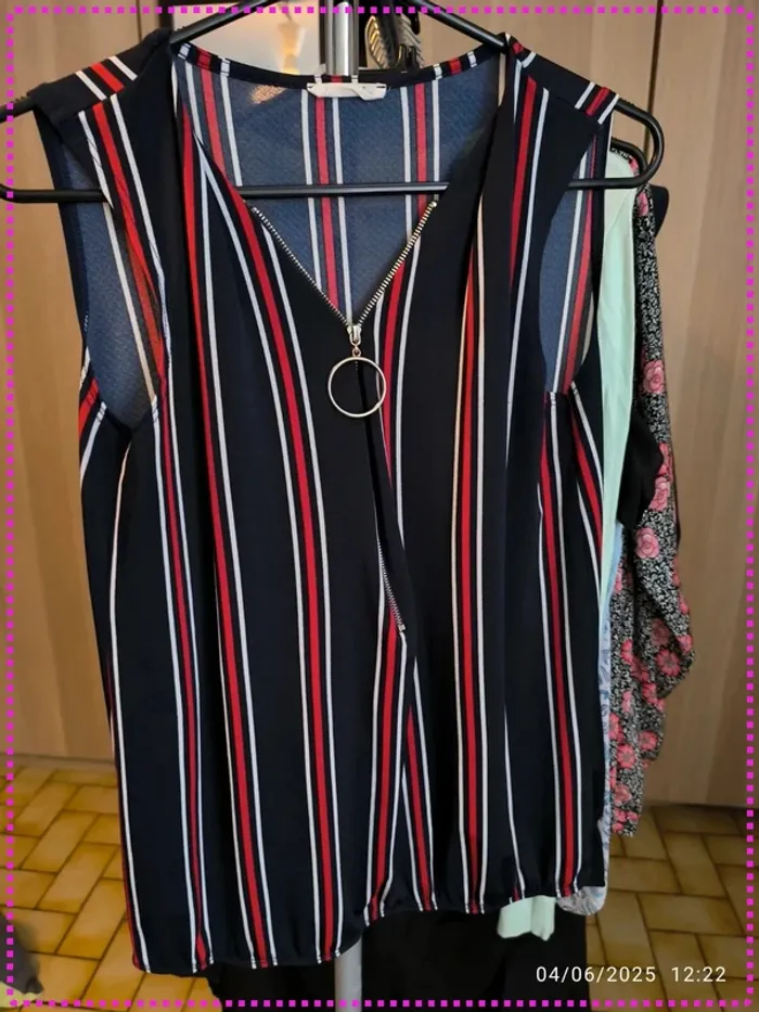 Blouse bleu/rouge