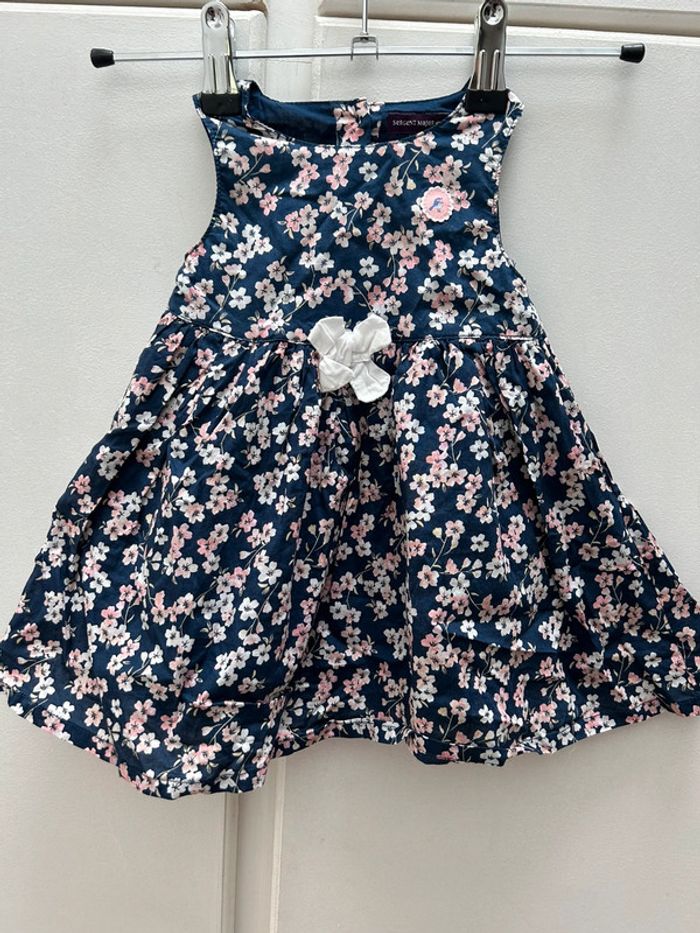 Robe en coton 6 mois bleu et rose fleurs - serjent major neuve