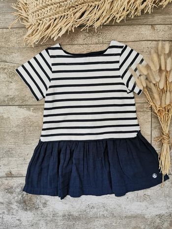 🍓Robe Petit Bateau 3ans fille marinière bleu marine blanc coton 🍓