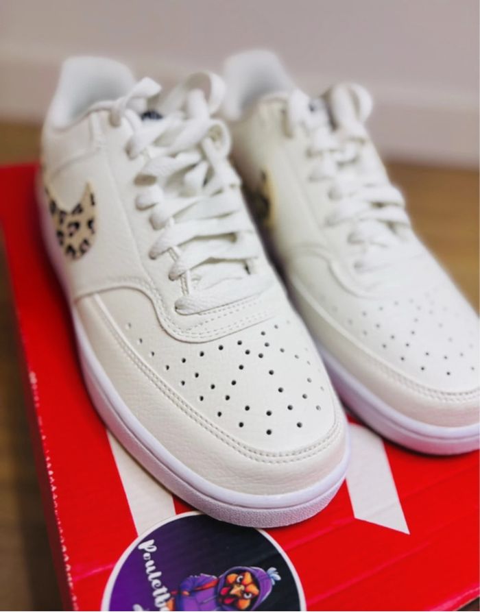Nike Court Vision Leopard White Leather Taille 38.5 - photo numéro 3