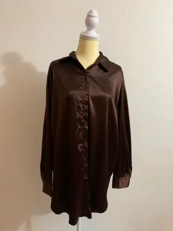 Chemise satinée marron - Taille M