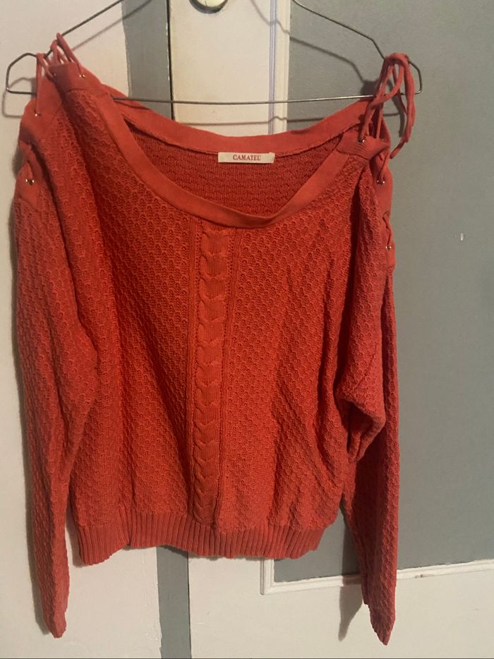 Pull camaïeu corail