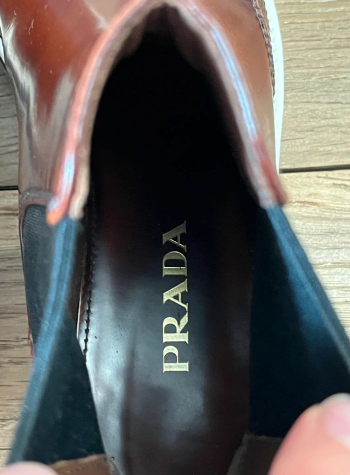 Bottines chelsea en cuir camel/marron Prada - photo numéro 4