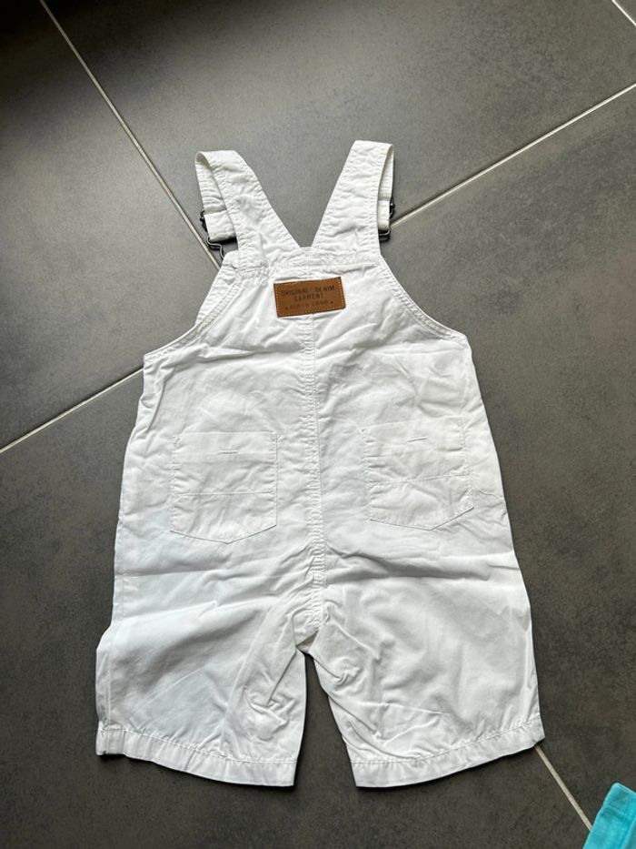 Ensemble 2 articles: salopette blanche et t-shirt col tunisien turquoise bébé garçon - photo numéro 13