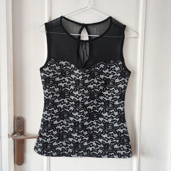 Blouse sans manches, tenue de soirée, haut travail , top dentelle