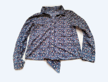 Chemisier femme à motifs bleu, rouge et écru taille 40