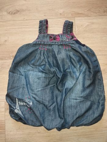 Robe en jean mignonne Orchestra noeud tour Eiffel Paris cœurs 18 mois