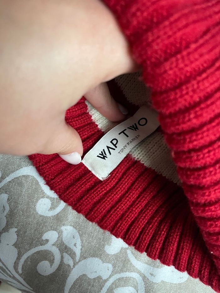 Bonnet rouge et bleu laine avec pompom wap two tony Parker - photo numéro 2