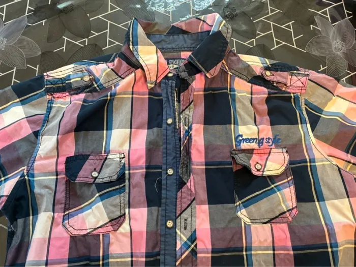 Chemise à carreaux rose - photo numéro 3