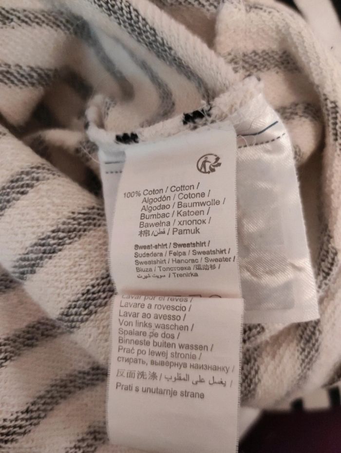 Pull marinière noir et blanc manches côtelées imprimé tennis vacances holidays coton - photo numéro 5