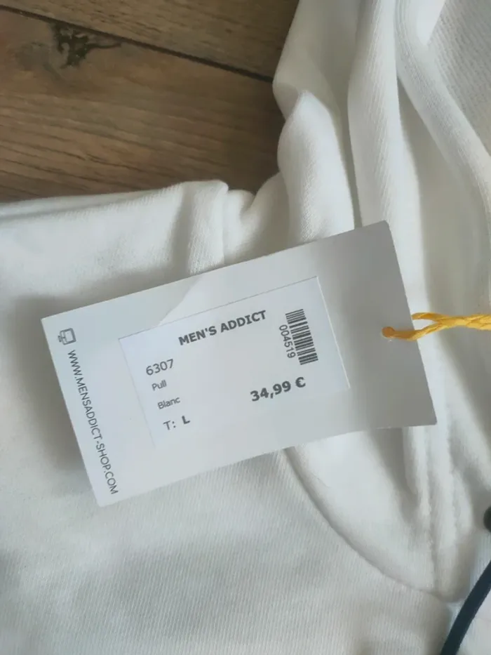 Pull sweat à capuche pour homme blanc L - photo numéro 5