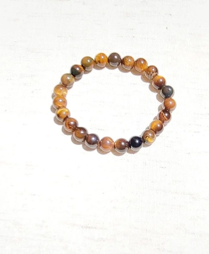 Bracelet en pierres naturelles œil de tigre – tons marron doré