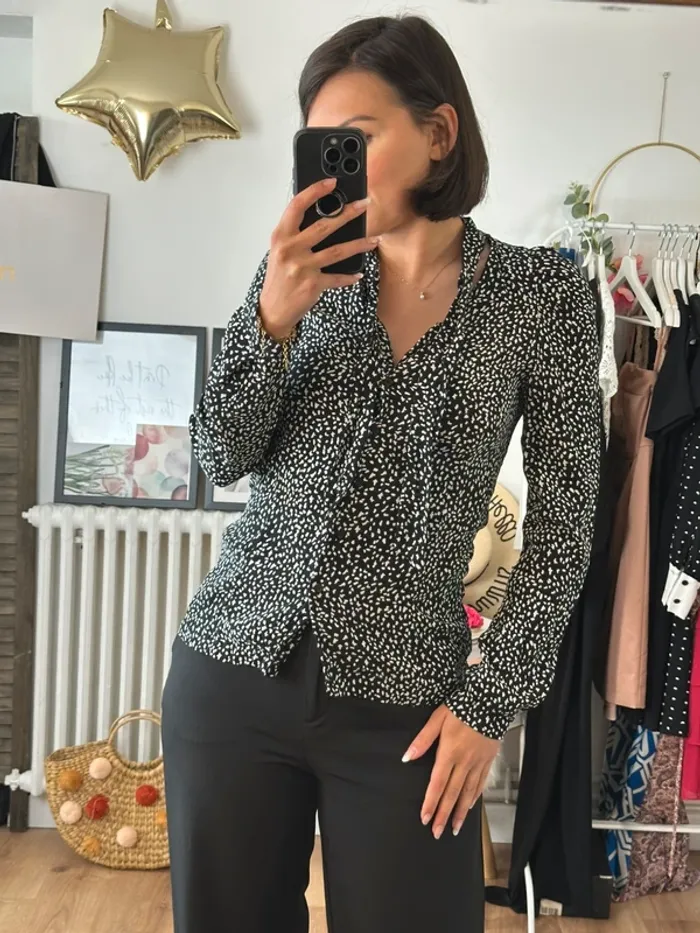 Blouse Maje noire et blanche taille 36 - photo numéro 3