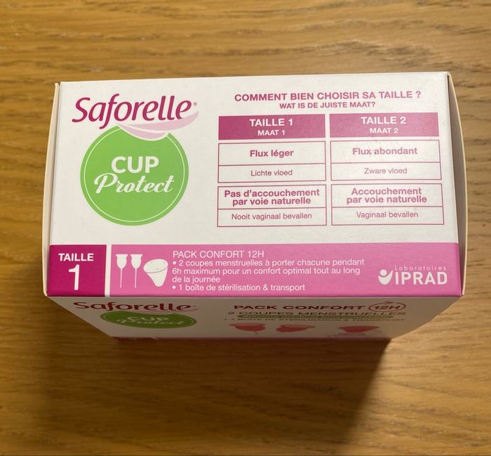NEUF Saforelle pack de 2 coupes menstruelles Taille 1 - photo numéro 3