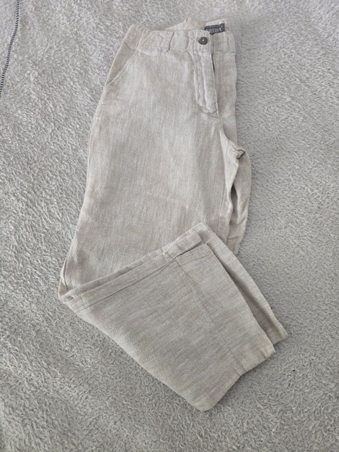 Pantacourt corsaire chino 🍒vintage 80🍒 100% lin taille 36 peut convenir aussi au 34 ceinturé - photo numéro 3
