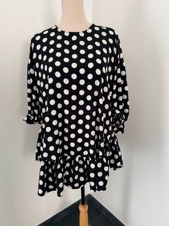 👚blouse noir à pois blanc - manche 3/4- femme taille M - Zara basic - très bon état