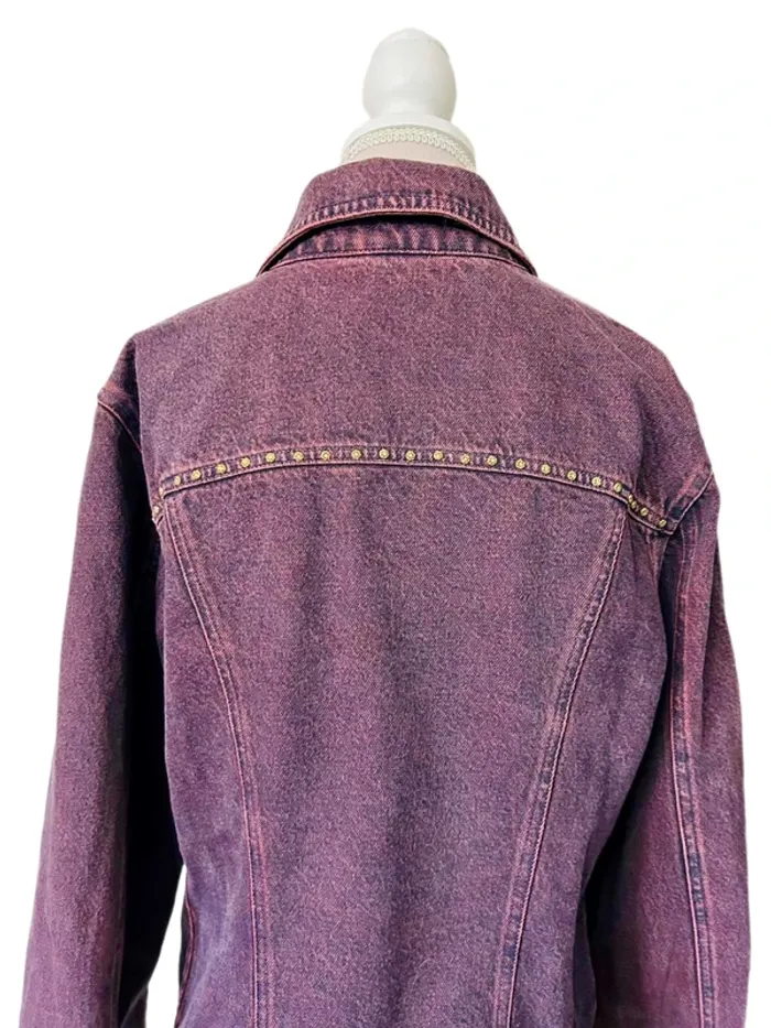 🖤🥀Veste en jean vintage 2000 bordeaux Y2K collector indie sleaze rock burgundy denim jacket🥀🖤 - photo numéro 7