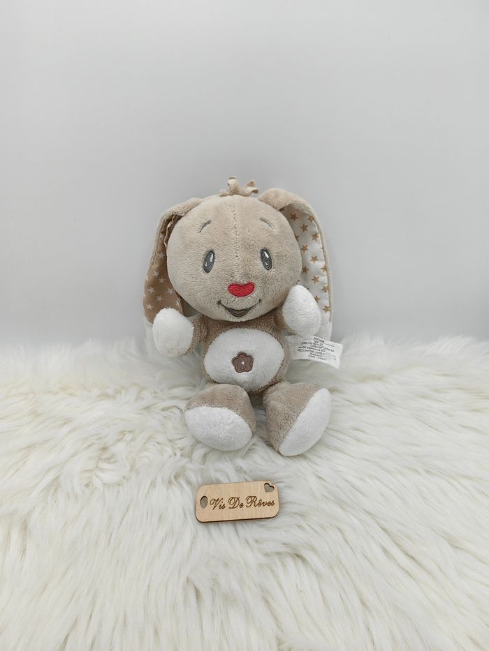 Doudou lapin beige et blanc Auchan