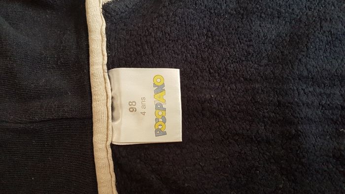 Gilet polaire à capuche garçon 4 ans noir et crème Pocopiano - photo numéro 3