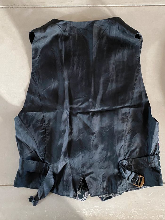 Gilet de tailleur en velours noir avec fleurs grise taille 36 - photo numéro 14