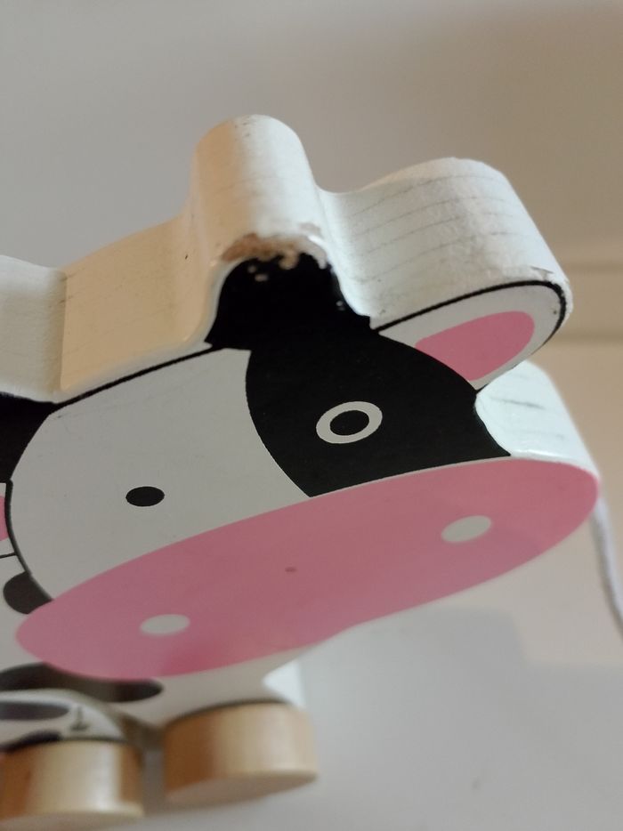 Vache et son bebe en bois Vertbaudet 22x15 cm - photo numéro 5