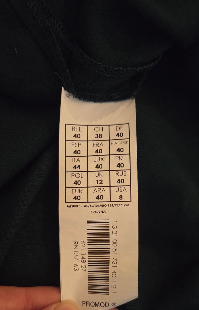 Jupe Promod vert sapin brodée taille haute fluide élégante T40 chic tendance - photo numéro 3