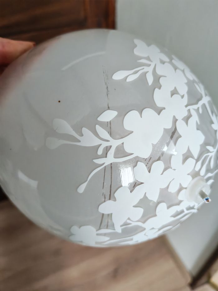 Lampe abat-jour à poser en verre transparent motifs floraux Ikea - photo numéro 5