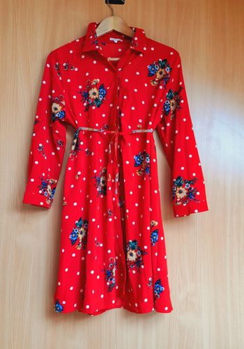 Mini robe chemise à fleur sans passe ceinture ni ceinture mais pouvez adapter Xl