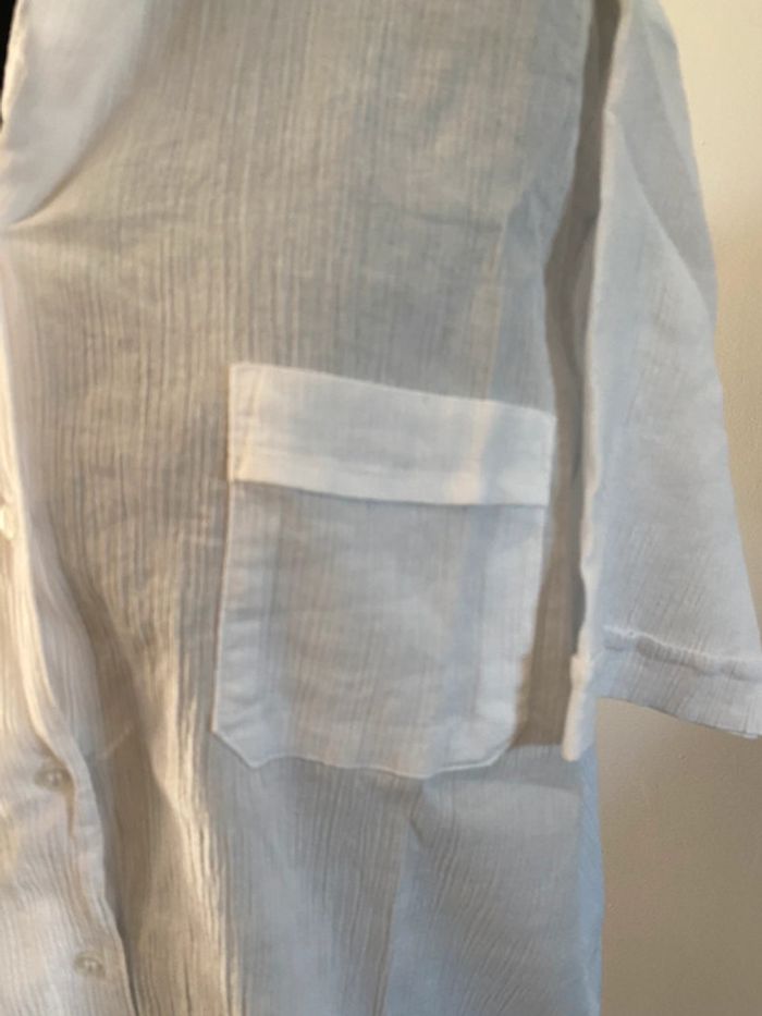 Chemise blanche vintage style en gaze de coton taille M - photo numéro 4