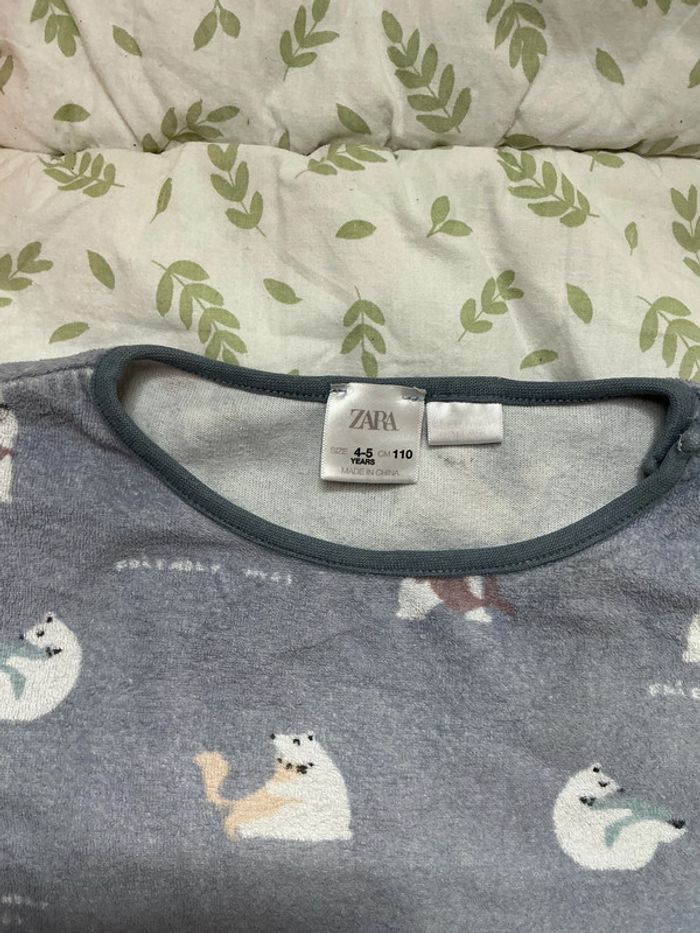 pyjama 2 pièces en velours bleu motifs ours 4/5 ans zara - photo numéro 5