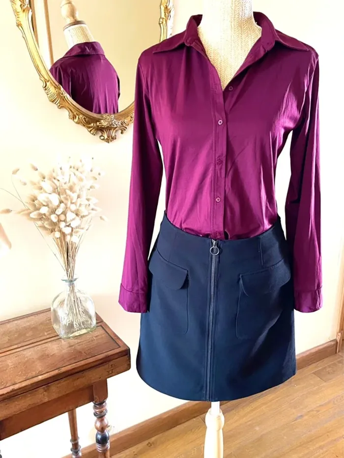 Sublime Chemise à col et boutonnage Autre Ton en Bordeaux taille 42 - photo numéro 3